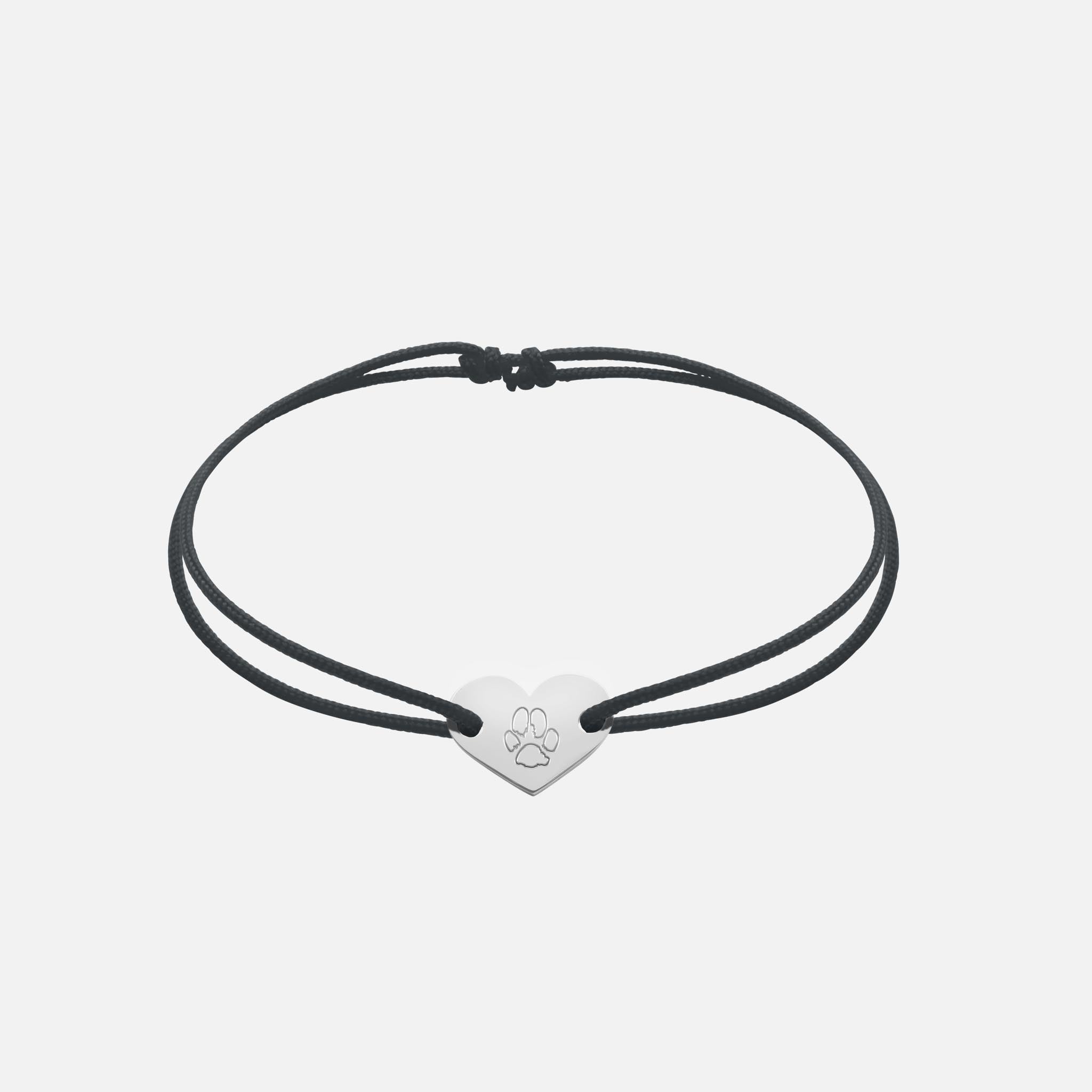 Friendship Bracelet With Heart Pendant (Silver)