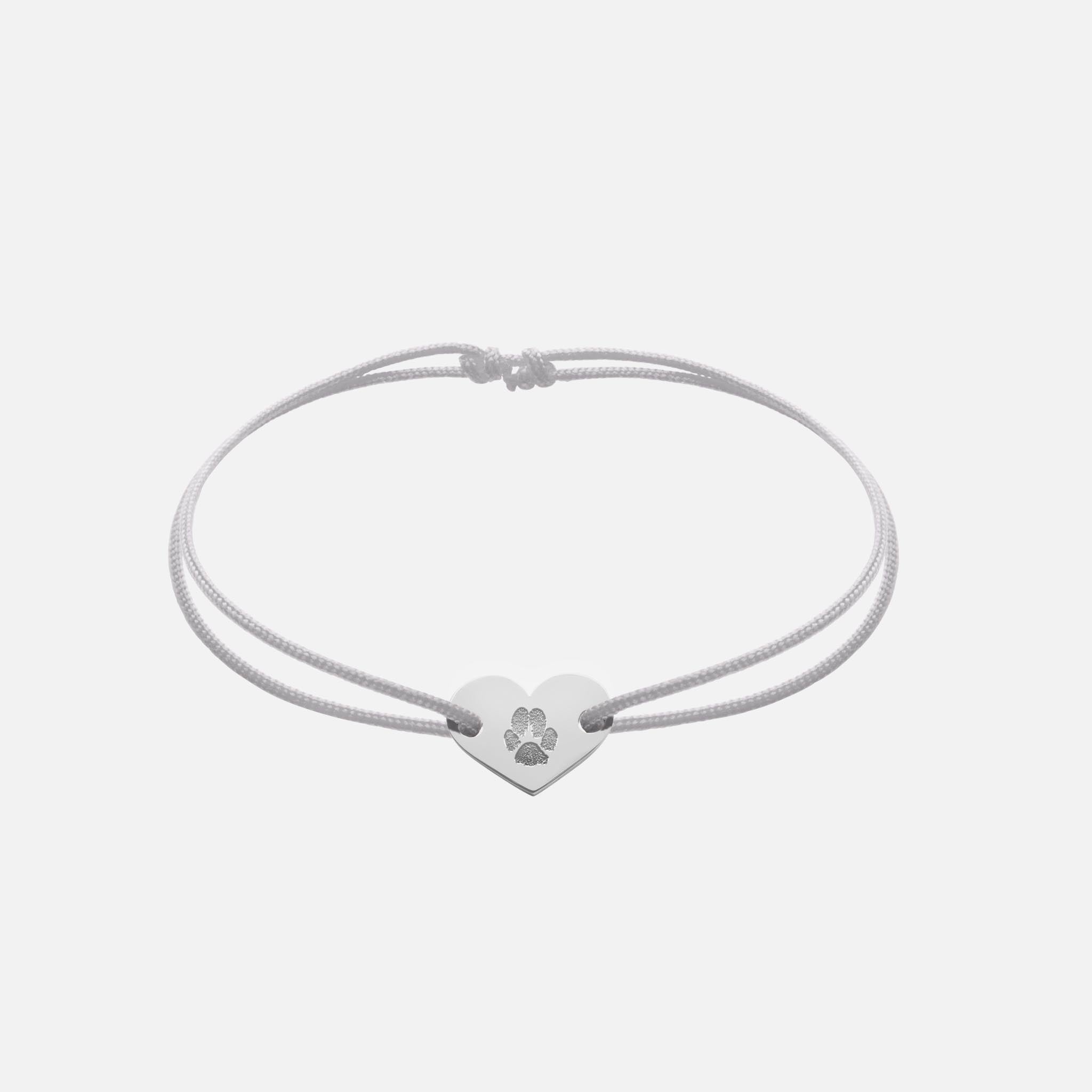 Friendship Bracelet With Heart Pendant (Silver)