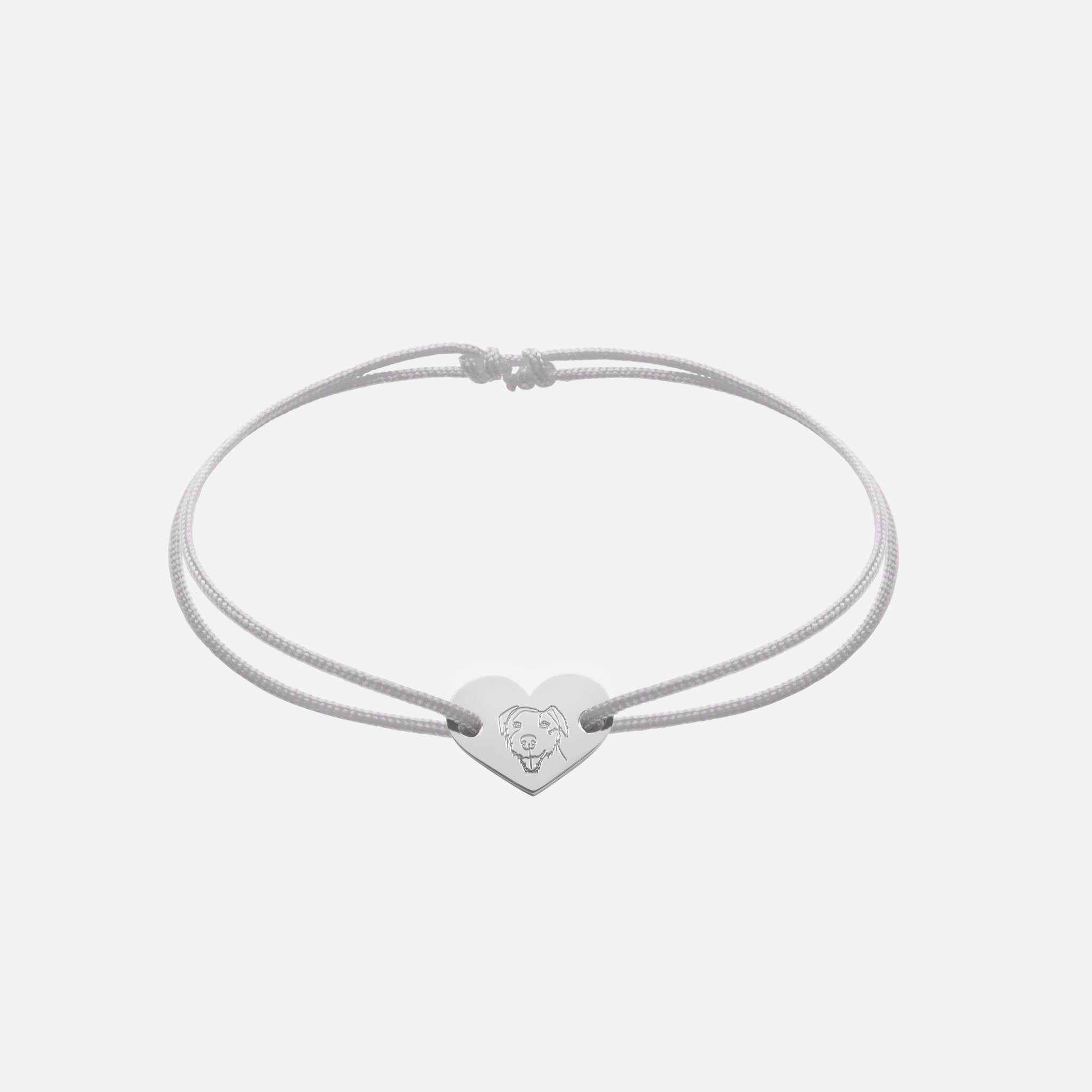 Friendship Bracelet With Heart Pendant (Silver)