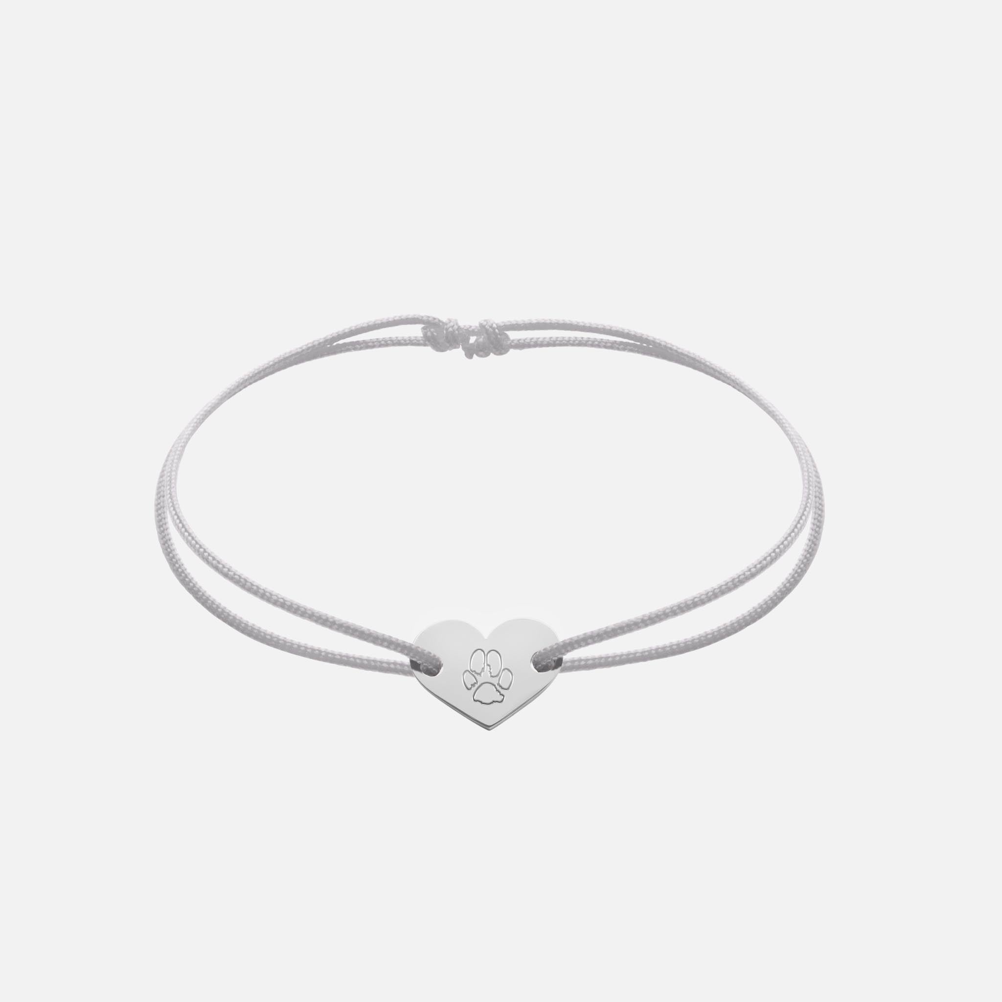Friendship Bracelet With Heart Pendant (Silver)