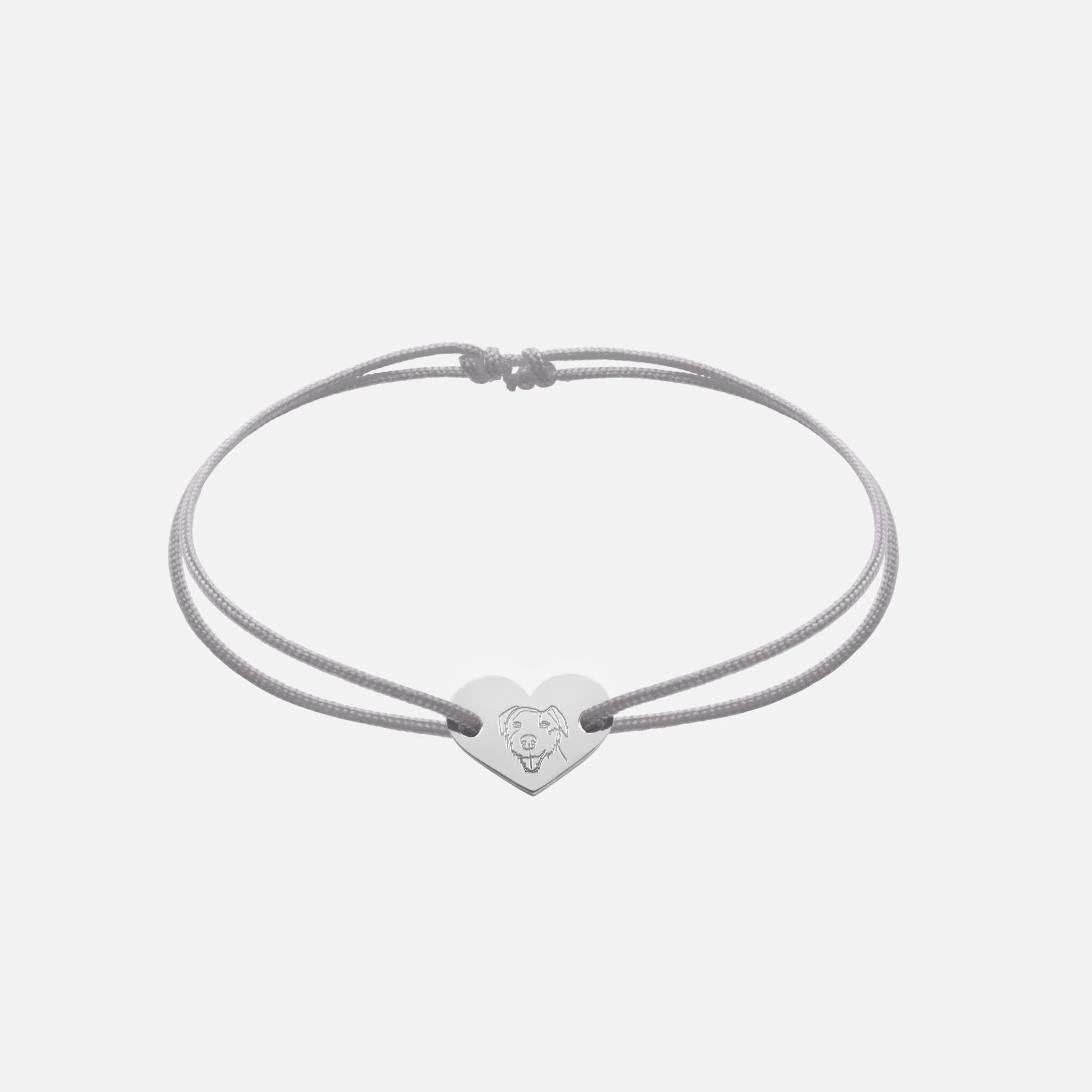 Friendship Bracelet With Heart Pendant (Silver)