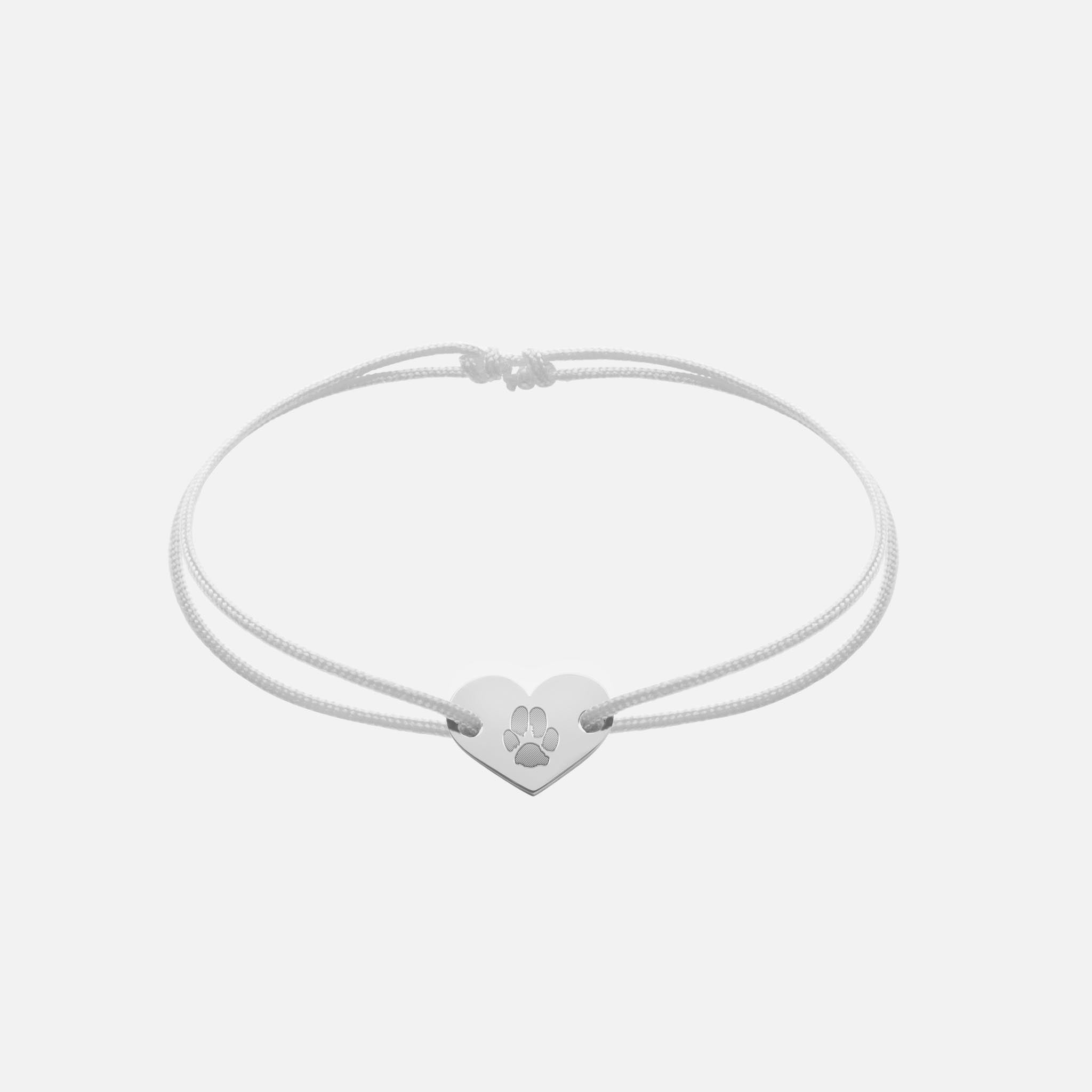 Friendship Bracelet With Heart Pendant (Silver)