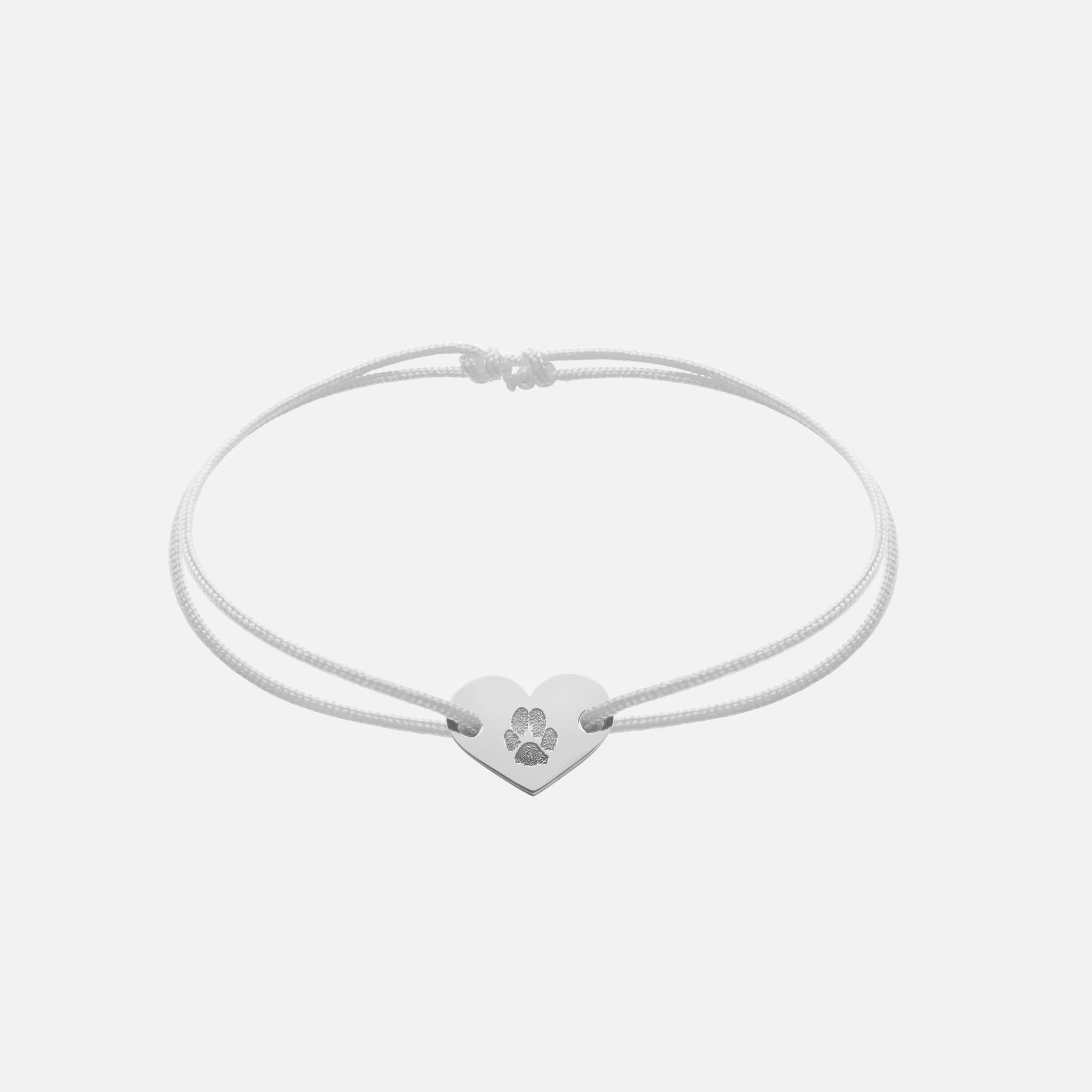 Friendship Bracelet With Heart Pendant (Silver)