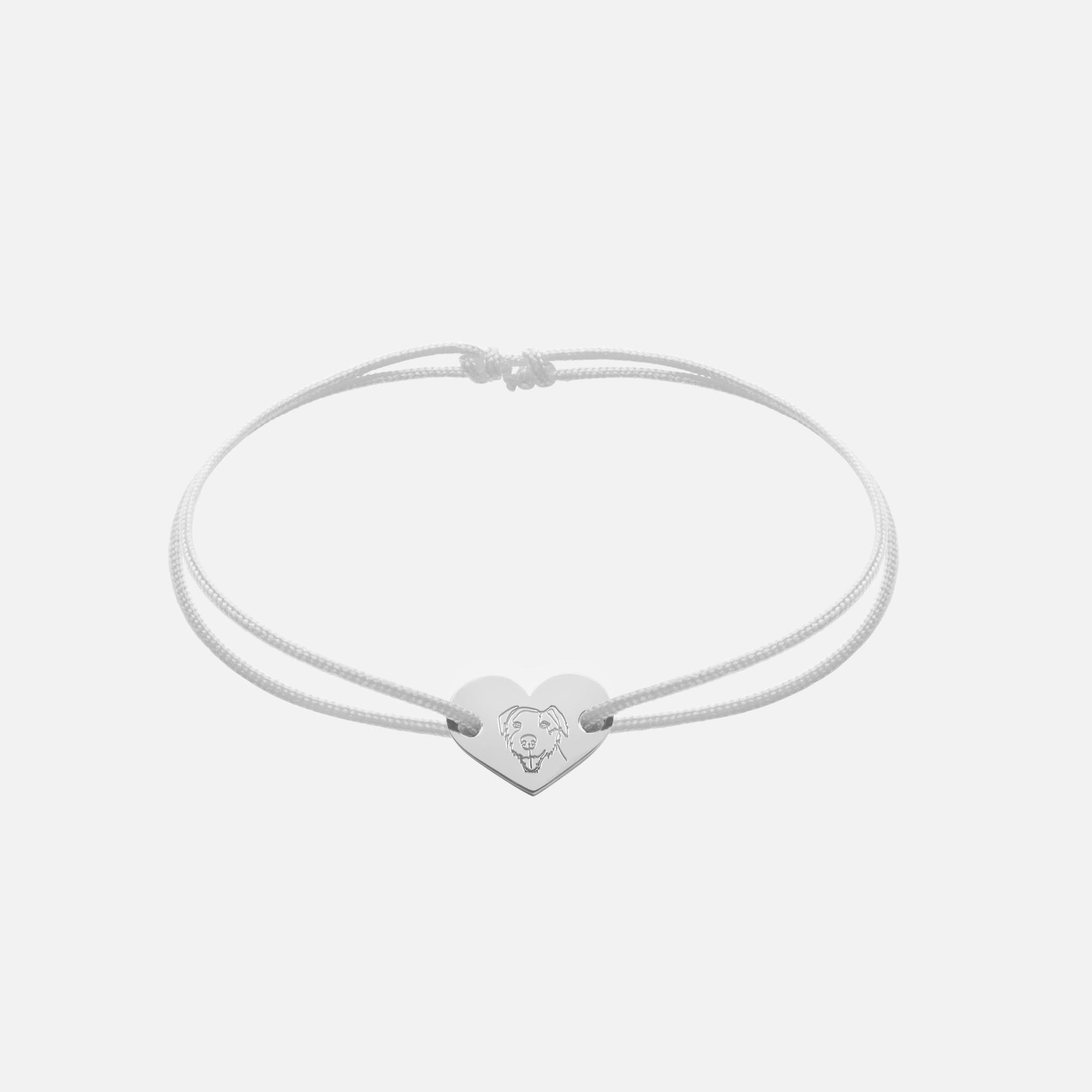 Friendship Bracelet With Heart Pendant (Silver)